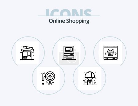 Ilustración de Línea de compras en línea Icon Pack 5 Icon Design. en línea. rastreo. Logística. De compras. pago - Imagen libre de derechos