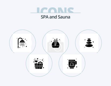 Ilustración de Sauna Glyph Icon Pack 5 Icon Design. . . shower. stone. sauna - Imagen libre de derechos