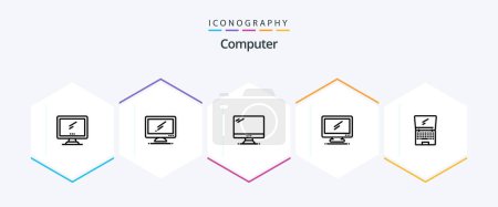 Illustration for Computer 25 Line icon pack including . laptop. - Royalty Free Image
