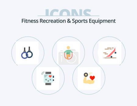 Illustration for Fitness Recreation And Sports Equipment Flat Icon Pack 5 Icon Design. skipping. jumping. beat. jump. healthcare - Royalty Free Image