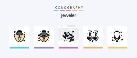 Illustration for Jewellery Line Filled 5 Icon Pack Including . jewelry. fashion. bracelet. hoops. Creative Icons Design - Royalty Free Image