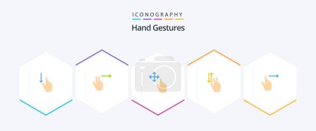 Téléchargez les illustrations : Hand Gestures 25 Flat icon pack including gestures. down. finger. up. gestures - en licence libre de droit