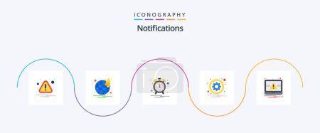 Illustration for Notifications Flat 5 Icon Pack Including notification. essentials. clock. options. sign - Royalty Free Image