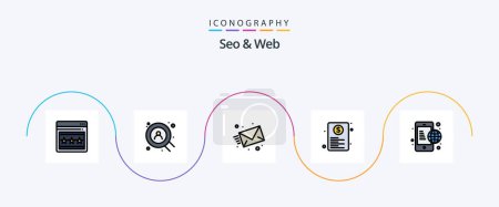 Illustration for Seo and Web Line Filled Flat 5 Icon Pack Including global. business. message. web. page - Royalty Free Image