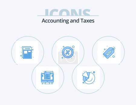 Illustration for Taxes Blue Icon Pack 5 Icon Design. rent. percent. marketing. part. taxes - Royalty Free Image
