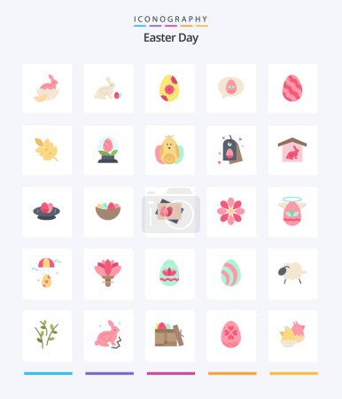 Téléchargez les illustrations : Creative Easter 25 Flat icon pack  Such As leaf. ecology. egg. spring. easter - en licence libre de droit