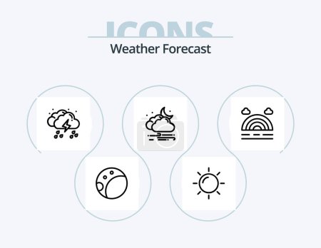 Illustration for Weather Line Icon Pack 5 Icon Design. . moon. snow. backside. day - Royalty Free Image