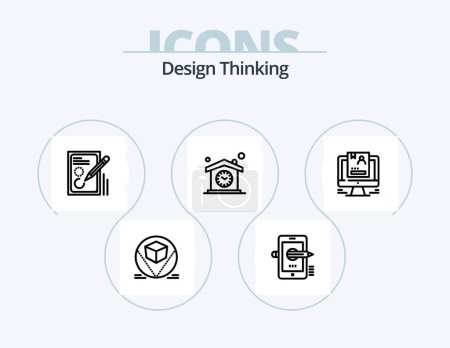 Illustration for Design Thinking Line Icon Pack 5 Icon Design. file. nodes. startup. design. cup - Royalty Free Image