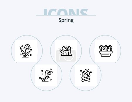 Ilustración de Spring Line Icon Pack 5 Icon Design. running. pauropoda. bath. insect. animal - Imagen libre de derechos