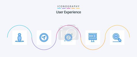 Illustration for User Experience Blue 5 Icon Pack Including zoom. magnifying glass. gear. magnify. window - Royalty Free Image