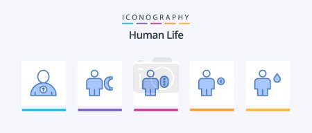 Ilustración de Human Blue 5 Icon Pack Including human. electricity. access. body. password. Creative Icons Design - Imagen libre de derechos
