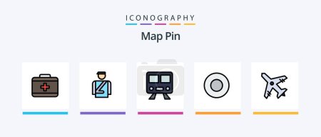 Illustration for Map Pin Line Filled 5 Icon Pack Including . bowl. parking. transport. Creative Icons Design - Royalty Free Image
