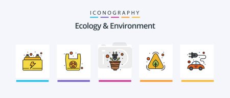 Téléchargez les illustrations : Ecology And Environment Line Filled 5 Icon Pack Including ecology. save. organic. planet. green. Creative Icons Design - en licence libre de droit
