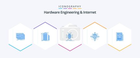 Illustration for Hardware Engineering And Internet 25 Blue icon pack including logic. function. smart. smart. infrastructure - Royalty Free Image