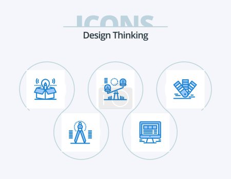 Ilustración de Design Thinking Blue Icon Pack 5 Icon Design. seesaw. balance. internet. solution. bulb - Imagen libre de derechos