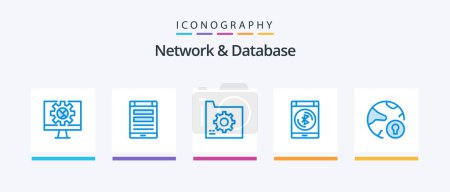 Téléchargez les illustrations : Network And Database Blue 5 Icon Pack Including data. bluetooth. smartphone. file. database. Creative Icons Design - en licence libre de droit