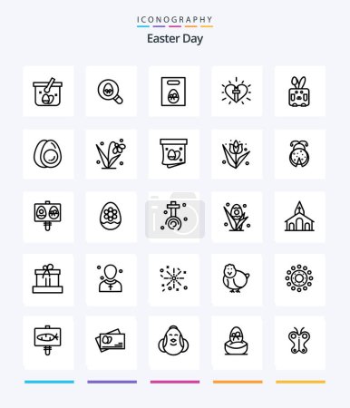 Téléchargez les illustrations : Creative Easter 25 OutLine icon pack  Such As bynny. christian. weight. celebration. love - en licence libre de droit