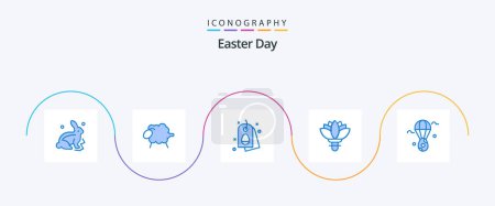 Ilustración de Paquete Icono Easter Blue 5 Incluyendo oreja. primavera. Etiqueta. rose. flor - Imagen libre de derechos