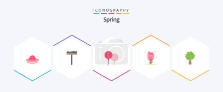 Illustration for Spring 25 Flat icon pack including apple. rose. baloons. nature. floral - Royalty Free Image