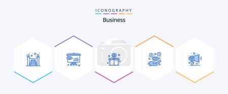 Illustration for Business 25 Blue icon pack including ad. notification. donation. announcement. investment - Royalty Free Image
