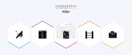 Illustration for Killer 25 Glyph icon pack including dead. signaling. bottle. security. barbed - Royalty Free Image