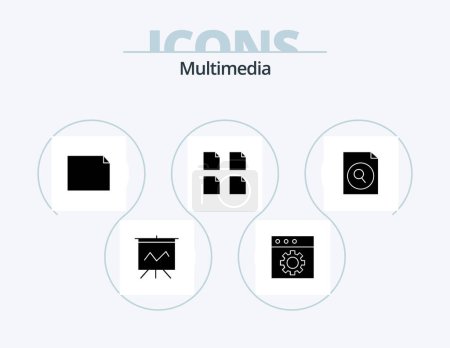 Ilustración de Multimedia Glyph Icon Pack 5 Icon Design. .. .. paisaje. Búsqueda. documento - Imagen libre de derechos