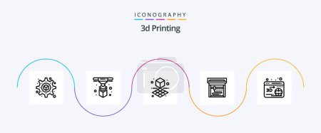 Illustration for 3d Printing Line 5 Icon Pack Including printer. 3d. printing. Shape - Royalty Free Image