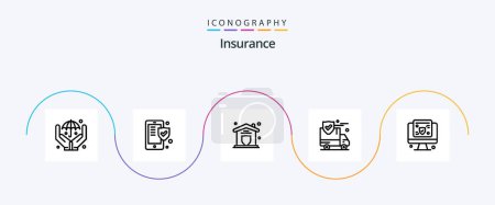 Illustration for Insurance Line 5 Icon Pack Including screen. computer. protection. van. protection - Royalty Free Image
