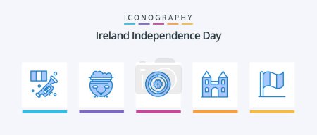 Illustration for Ireland Independence Day Blue 5 Icon Pack Including flag. church. american. cathedral. sunflower. Creative Icons Design - Royalty Free Image