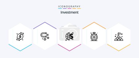 Illustration for Investment 25 Line icon pack including . investment. finance. gold. investment time - Royalty Free Image