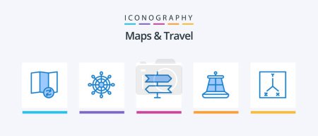 Illustration for Maps and Travel Blue 5 Icon Pack Including . pointer. space. coordinates. Creative Icons Design - Royalty Free Image