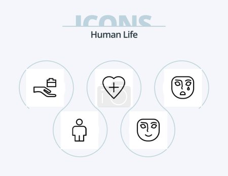 Illustration for Human Line Icon Pack 5 Icon Design. sad. face. caring. emotion. human - Royalty Free Image