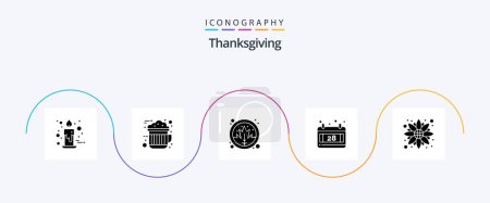 Illustration for Thanksgiving Glyph 5 Icon Pack Including flower. thanks day. hot. date. thanksgiving - Royalty Free Image