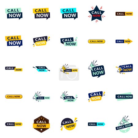 Illustration for Call Now 25 Modern Typographic Elements for promoting calling in a current way - Royalty Free Image