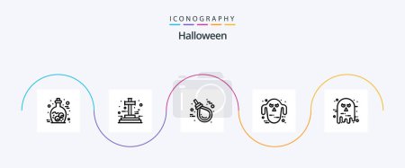 Téléchargez les illustrations : Halloween Line 5 Icon Pack Including avatar. halloween. gallo. ghoul. rope - en licence libre de droit