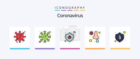 Ilustración de La línea Coronavirus llenó el paquete de 5 iconos que incluye viajes. pulmones. atención médica. virus. anatomía. Diseño de iconos creativos - Imagen libre de derechos