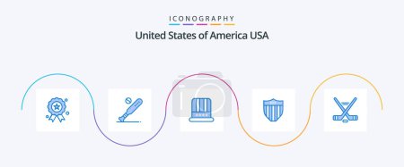 Illustration for Usa Blue 5 Icon Pack Including hokey. seurity. usa. shield. usa - Royalty Free Image