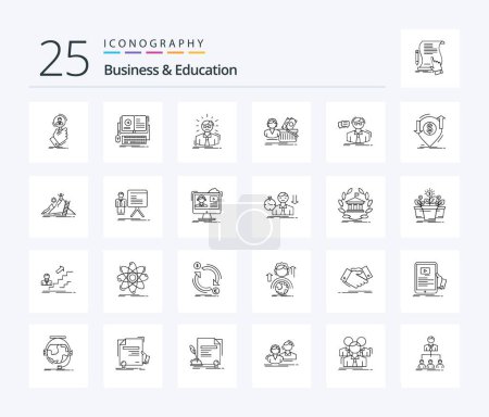 Illustration for Business And Education 25 Line icon pack including basket. salary. mobile. business man. doctor - Royalty Free Image