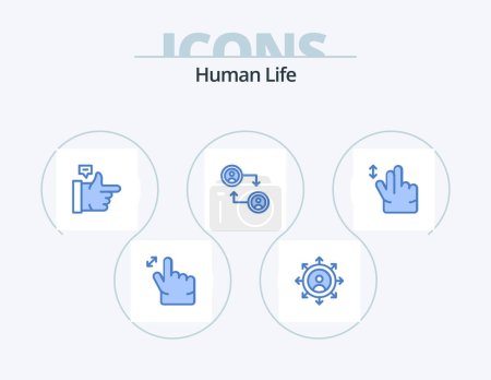 Téléchargez les illustrations : Icône bleue humaine Pack 5 Icône Design. . . les pouces levés. Glisser. geste - en licence libre de droit