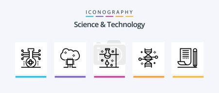 Illustration for Science And Technology Line 5 Icon Pack Including chemical industry. acid. lab equipment. science. electronics. Creative Icons Design - Royalty Free Image