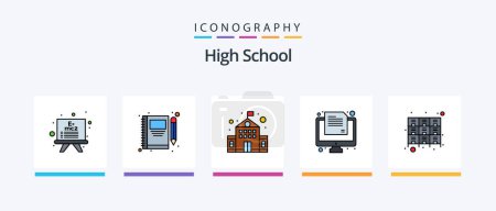 Illustration for High School Line Filled 5 Icon Pack Including study. magnet. tool. learn. study. Creative Icons Design - Royalty Free Image