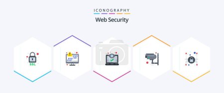 Illustration for Web Security 25 Flat icon pack including protection. cctv. error. camera. user - Royalty Free Image