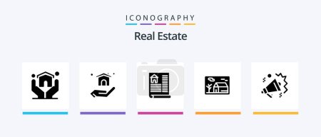 Illustration for Real Estate Glyph 5 Icon Pack Including real . house . real estate. estate . real. Creative Icons Design - Royalty Free Image