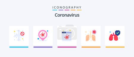 Illustration for Coronavirus Flat 5 Icon Pack Including . lungs. news. protect. infected. Creative Icons Design - Royalty Free Image