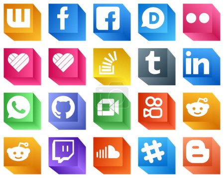 Ilustración de 20 3D Icons for Top Social Media Platforms such as google meet. whatsapp. stockoverflow. professional and tumblr icons. Minimalist and professional - Imagen libre de derechos