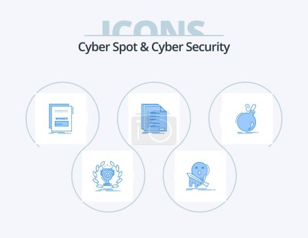 Téléchargez les illustrations : Cyber Spot And Cyber Security Blue Icon Pack 5 Icon Design. list. check. kill. script. maleficient - en licence libre de droit
