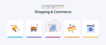 Illustration for Shopping And Commerce Flat 5 Icon Pack Including website. explorer. shopping list. sale tag. sale board. Creative Icons Design - Royalty Free Image