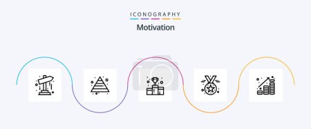 Ilustración de Motivation Line 5 Icon Pack Incluyendo moneda. Medalla. premios. Estrella. premio - Imagen libre de derechos