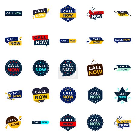 Téléchargez les illustrations : 25 High quality Typographic Designs for a professional calling promotion Call Now - en licence libre de droit