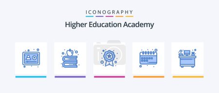 Illustration for Academy Blue 5 Icon Pack Including interior. study. pupil. school. learning. Creative Icons Design - Royalty Free Image